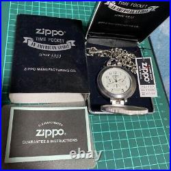 Zippo Pocket Watch Rare Chronograph Wallet Chain With Case Vintage