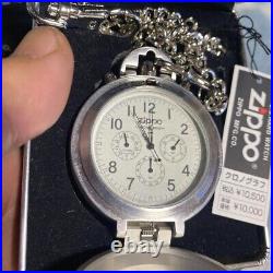 Zippo Pocket Watch Rare Chronograph Wallet Chain With Case Vintage