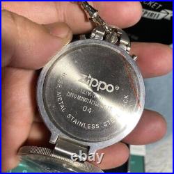 Zippo Pocket Watch Rare Chronograph Wallet Chain With Case Vintage